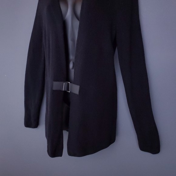 BANANA REPUBLIC Long Cardigan Buckle Closure Business casual Black Size Small - Picture 2 of 5
